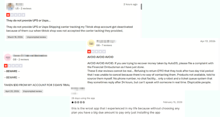 AutoDS feedbacks of cons
