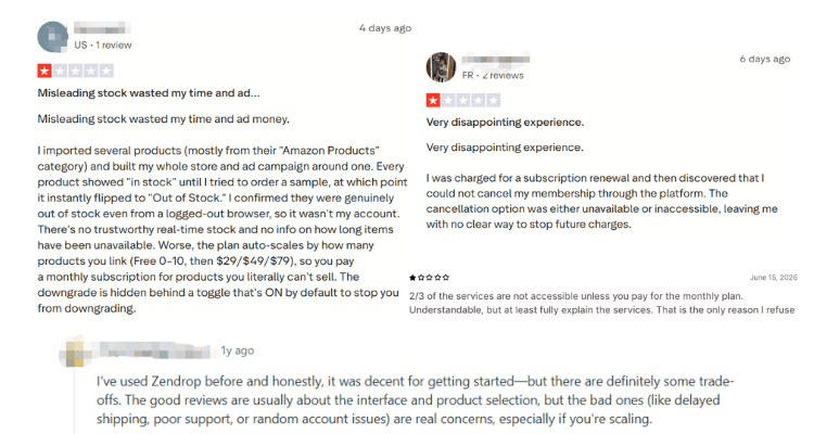 Zendrop review cons
